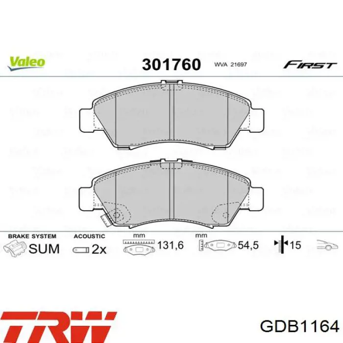 GDB1164 TRW pastillas de freno delanteras