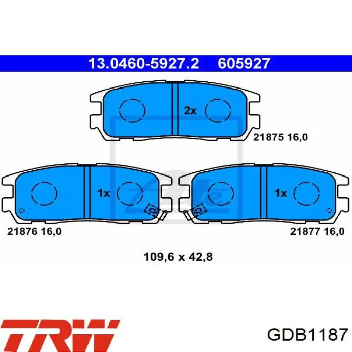 GDB1187 TRW pastillas de freno traseras