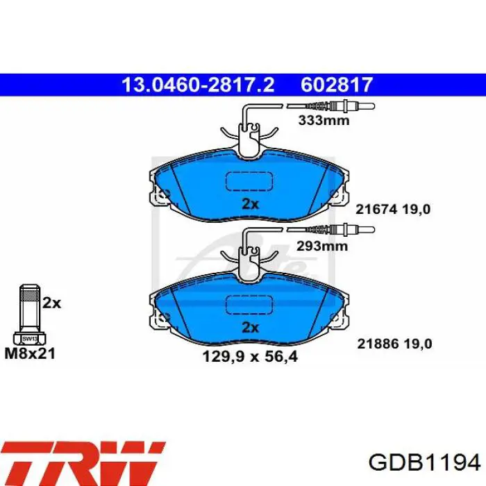 GDB1194 TRW pastillas de freno delanteras