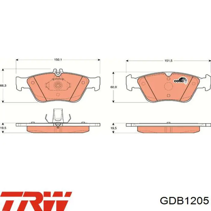 GDB1205 TRW pastillas de freno delanteras