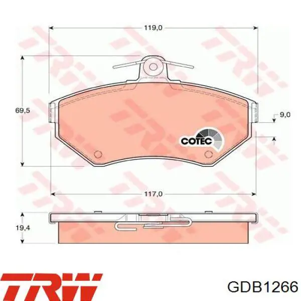 GDB1266 TRW pastillas de freno delanteras