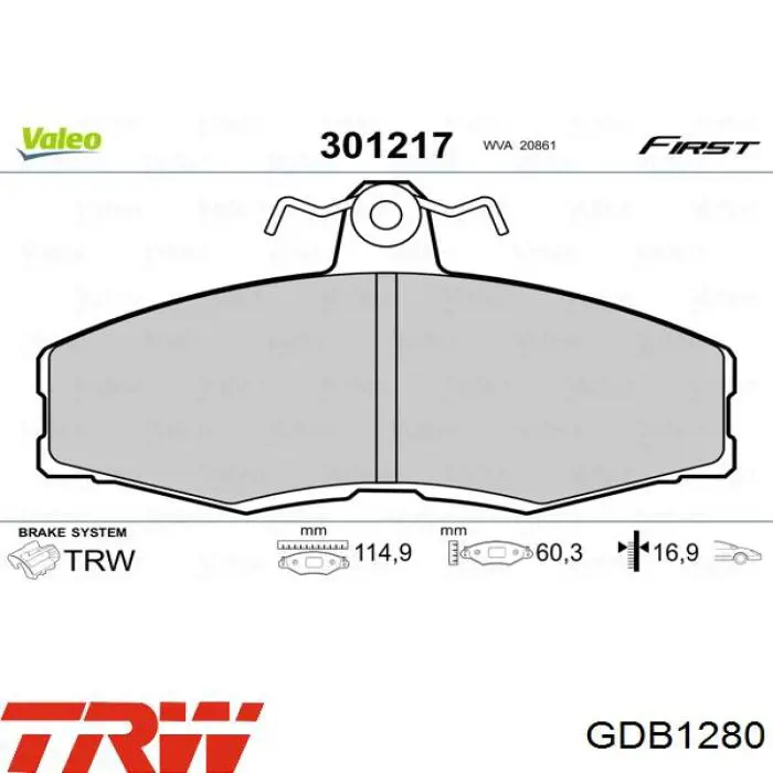 GDB1280 TRW pastillas de freno delanteras