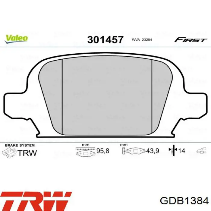 GDB1384 TRW pastillas de freno traseras