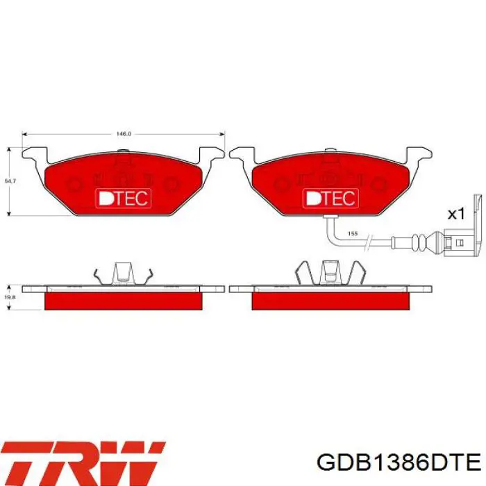 GDB1386DTE TRW pastillas de freno delanteras