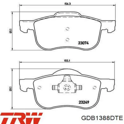 GDB1388DTE TRW pastillas de freno delanteras