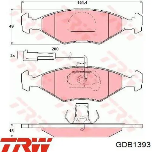 GDB1393 TRW pastillas de freno delanteras
