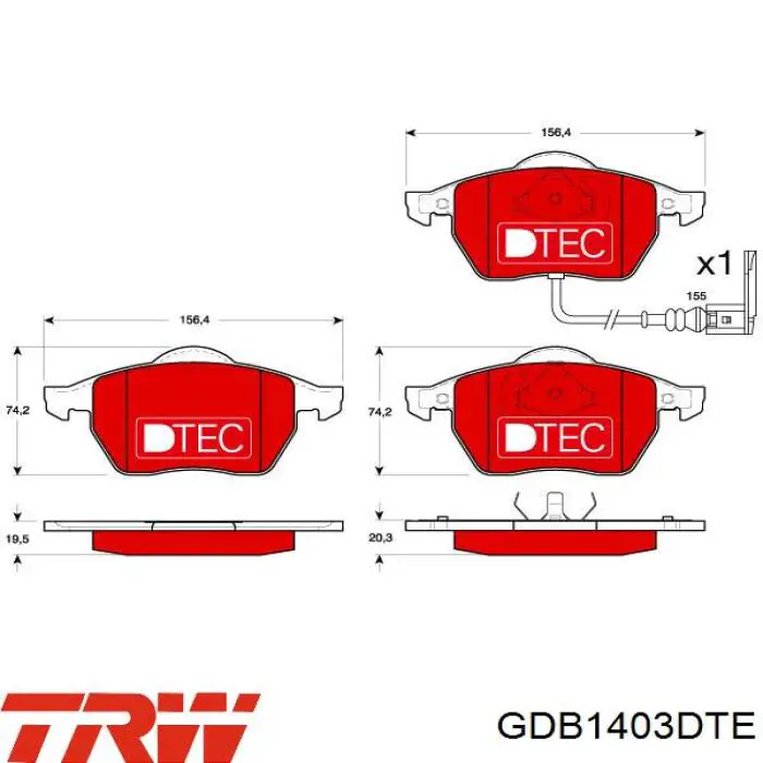 GDB1403DTE TRW pastillas de freno delanteras