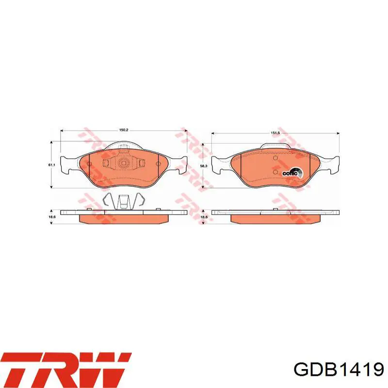 GDB1419 TRW pastillas de freno delanteras