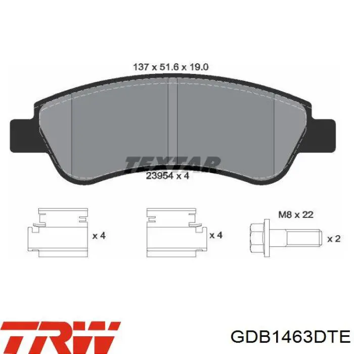 GDB1463DTE TRW pastillas de freno delanteras