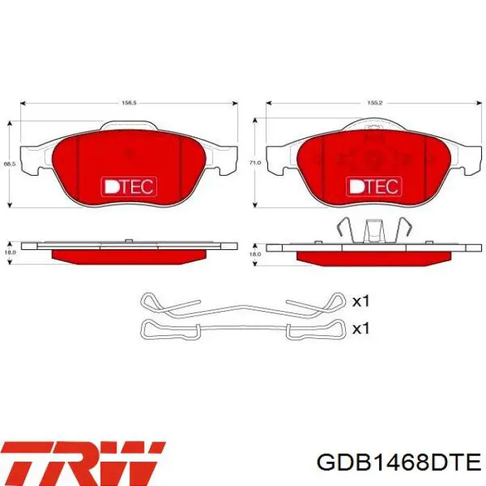 GDB1468DTE TRW pastillas de freno delanteras