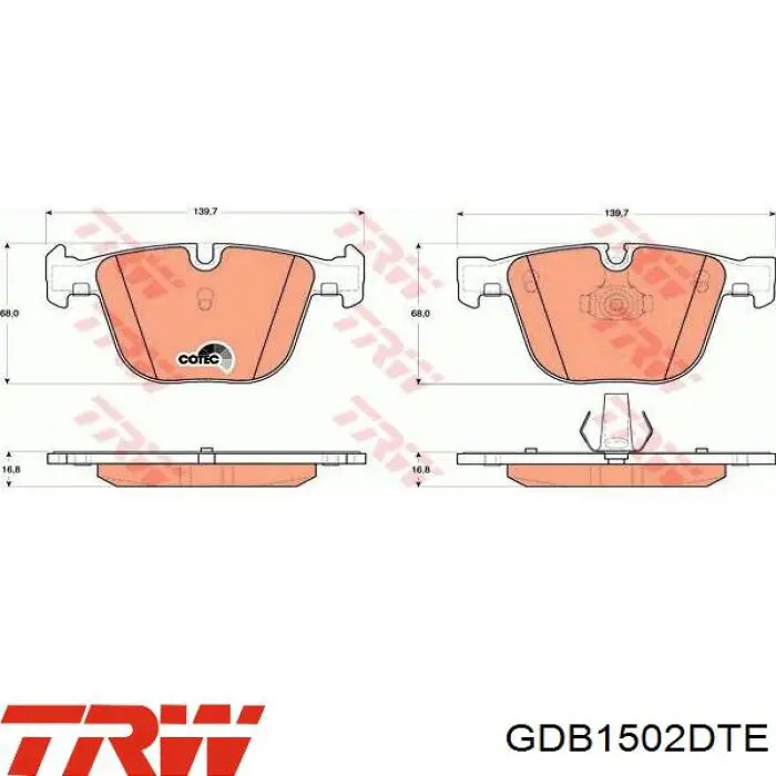 GDB1502DTE TRW pastillas de freno traseras