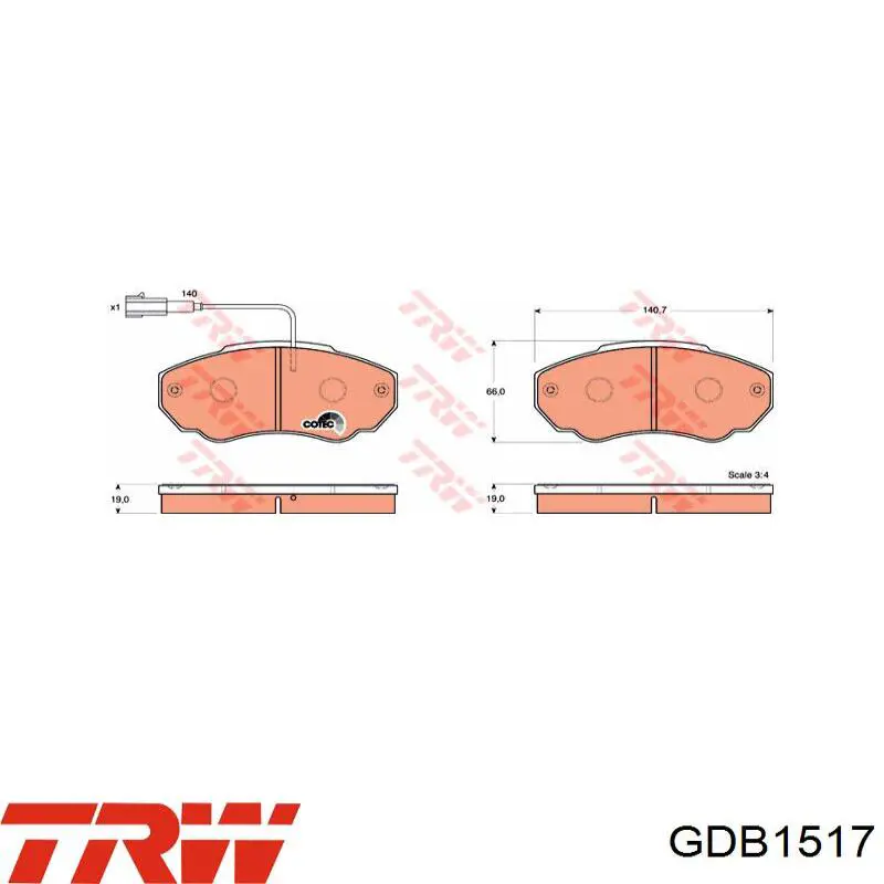 GDB1517 TRW pastillas de freno delanteras