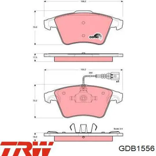 GDB1556 TRW pastillas de freno delanteras
