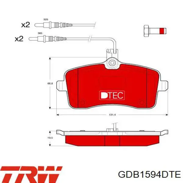 GDB1594DTE TRW pastillas de freno delanteras