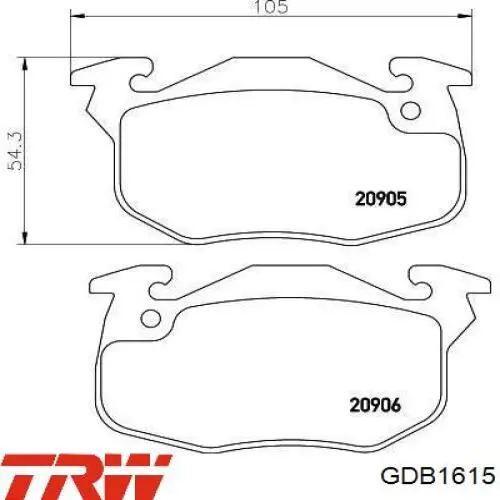 GDB1615 TRW pastillas de freno delanteras