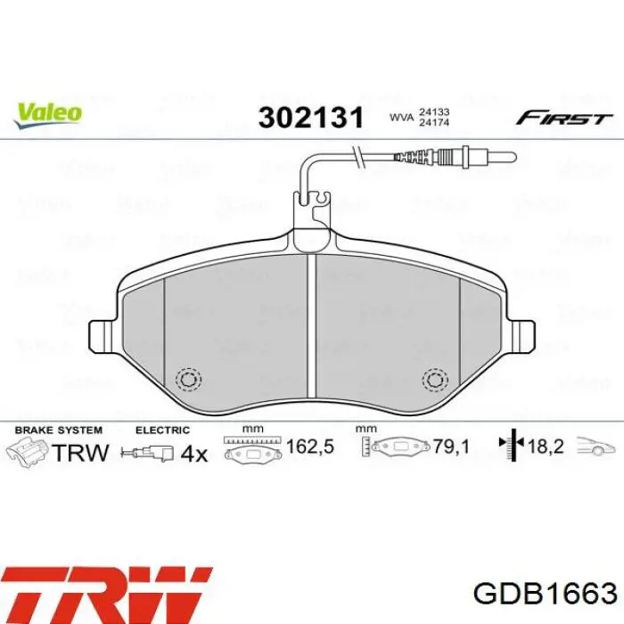 GDB1663 TRW pastillas de freno delanteras
