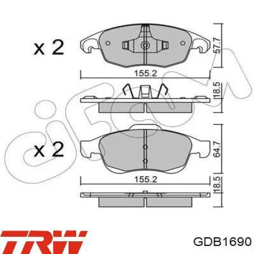 GDB1690 TRW pastillas de freno delanteras