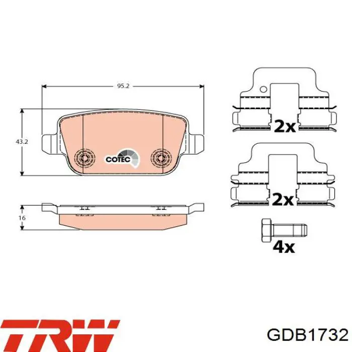 GDB1732 TRW pastillas de freno traseras