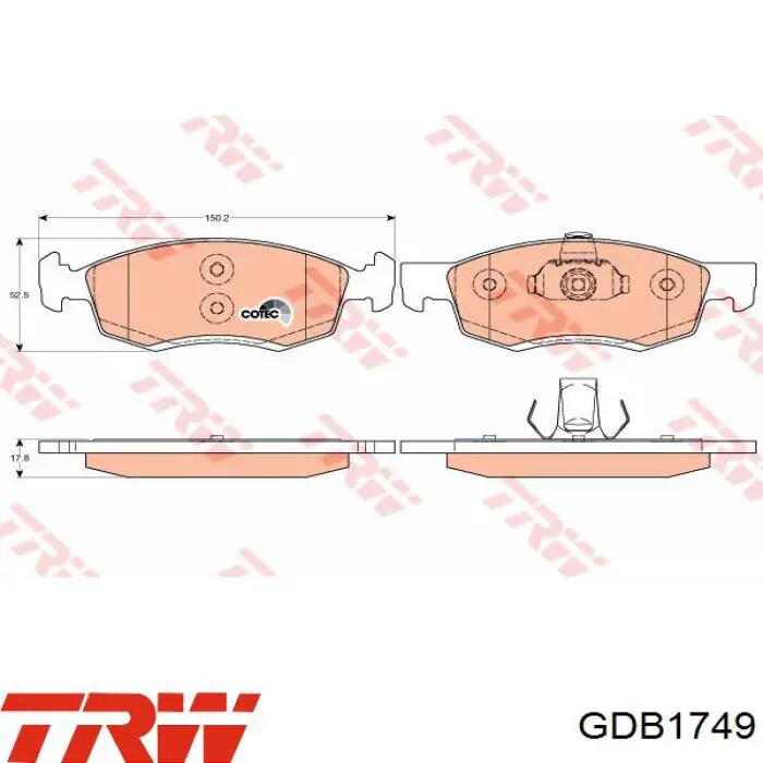 GDB1749 TRW pastillas de freno delanteras