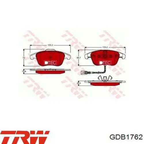 GDB1762 TRW pastillas de freno delanteras