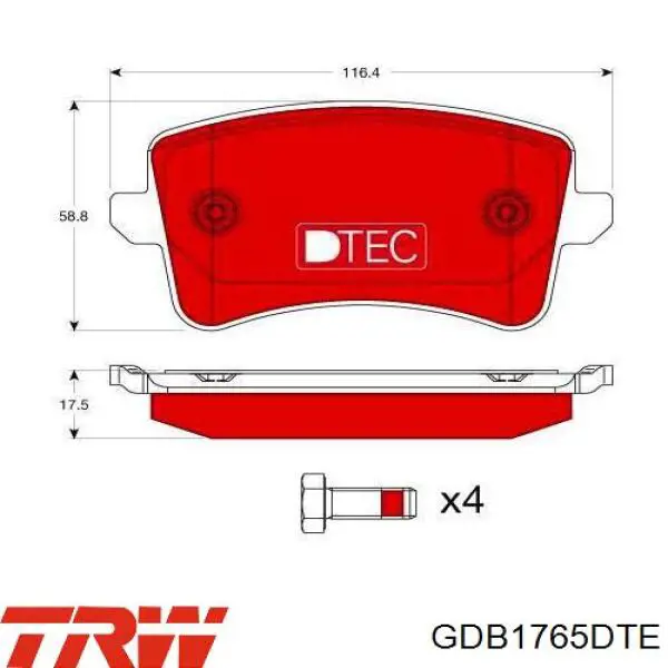 GDB1765DTE TRW pastillas de freno traseras