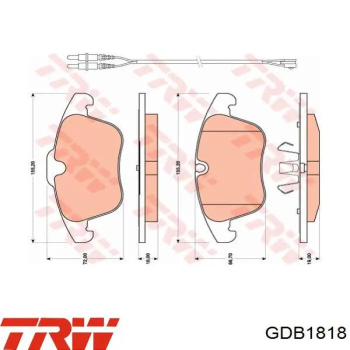 GDB1818 TRW pastillas de freno delanteras