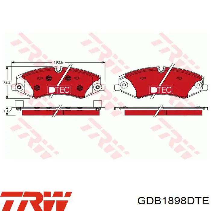GDB1898DTE TRW pastillas de freno delanteras