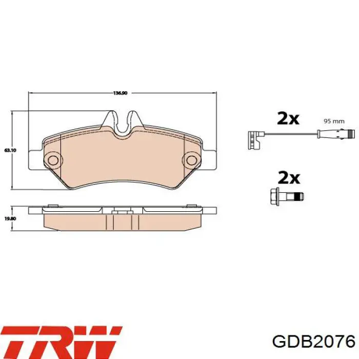 GDB2076 TRW pastillas de freno traseras