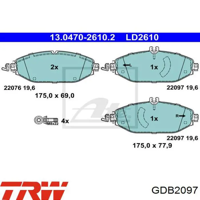 GDB2097 TRW pastillas de freno delanteras