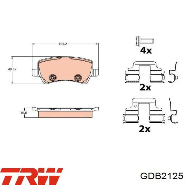 GDB2125 TRW pastillas de freno traseras