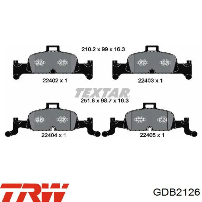 GDB2126 TRW pastillas de freno delanteras