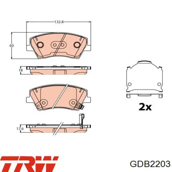 GDB2203 TRW pastillas de freno delanteras