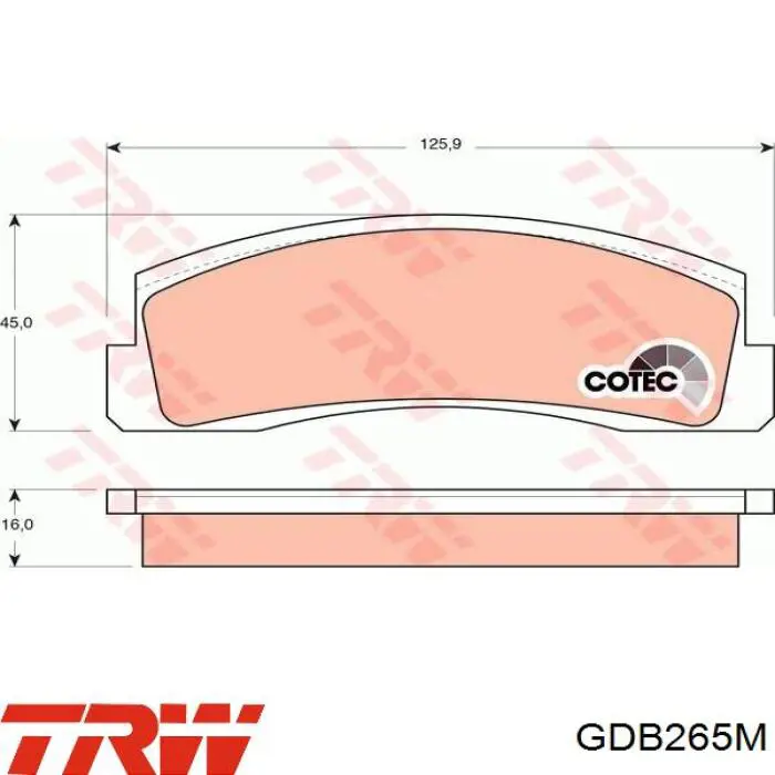 GDB265M TRW pastillas de freno delanteras