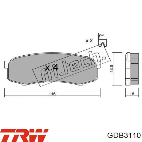 GDB3110 TRW pastillas de freno traseras