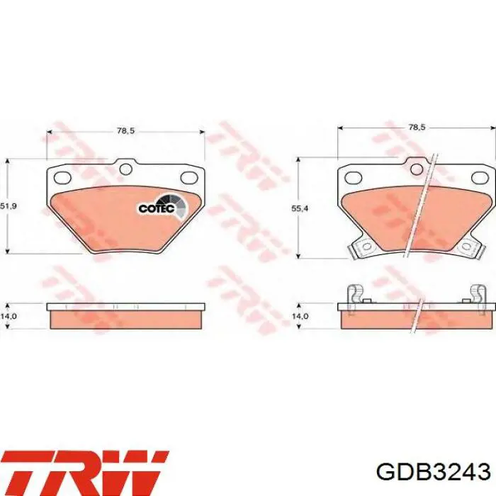 GDB3243 TRW pastillas de freno traseras