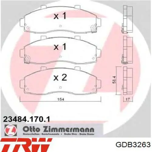 GDB3263 TRW pastillas de freno delanteras
