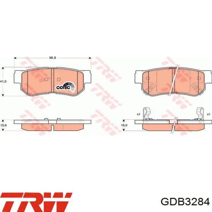 GDB3284 TRW pastillas de freno traseras