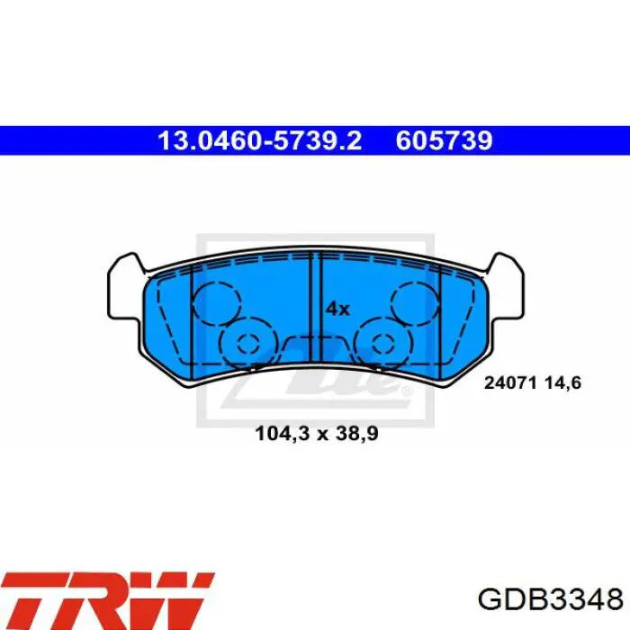 GDB3348 TRW pastillas de freno traseras