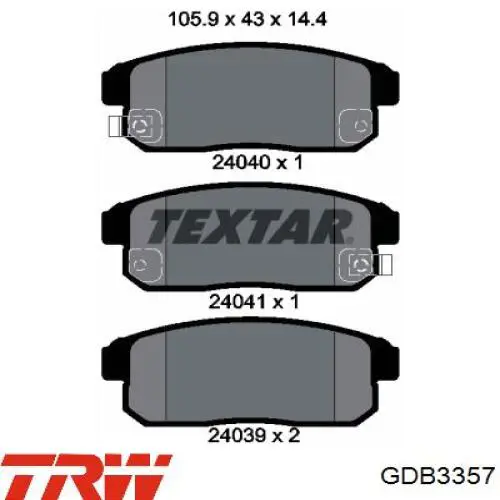 GDB3357 TRW pastillas de freno traseras