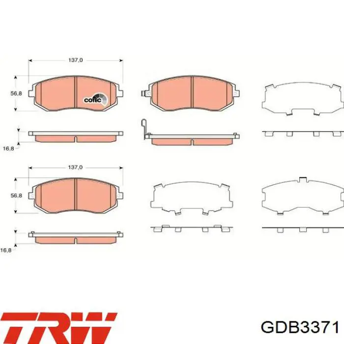 GDB3371 TRW pastillas de freno delanteras