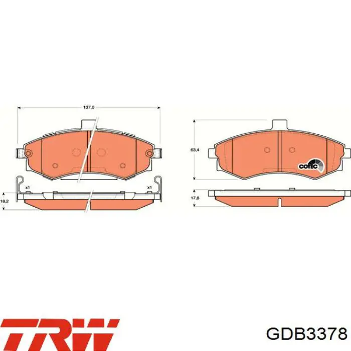 GDB3378 TRW pastillas de freno delanteras