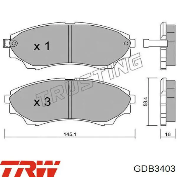 GDB3403 TRW pastillas de freno delanteras