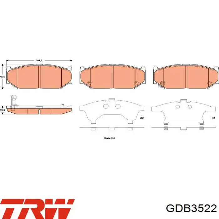 GDB3522 TRW pastillas de freno delanteras