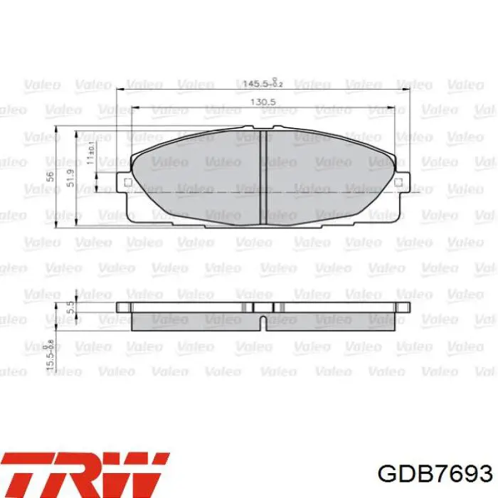 GDB7693 TRW pastillas de freno delanteras