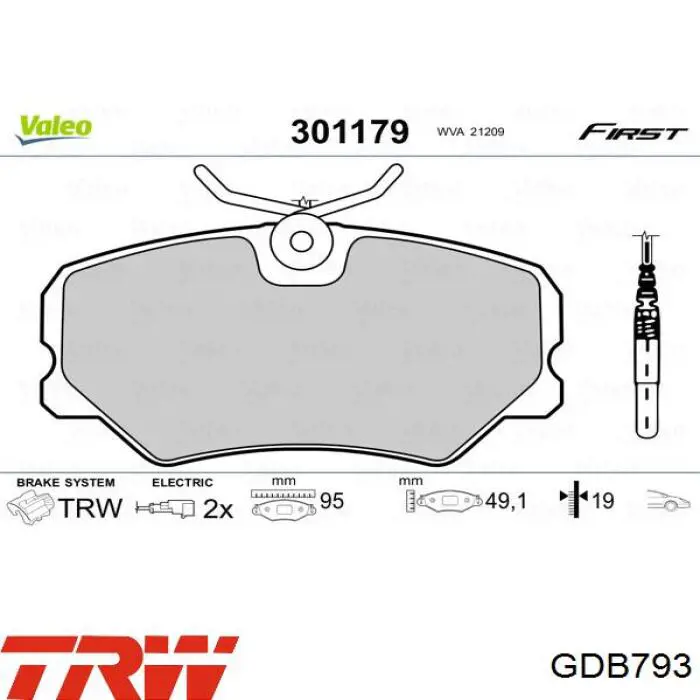 GDB793 TRW pastillas de freno delanteras