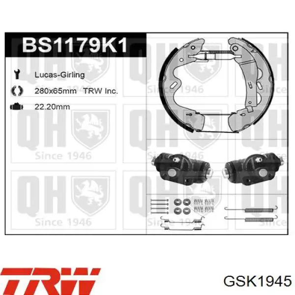 GSK1945 TRW zapatas de frenos de tambor traseras