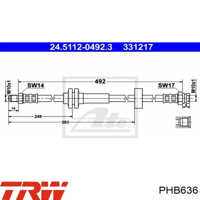  Latiguillo de freno delantero para Fiat Ducato 3 