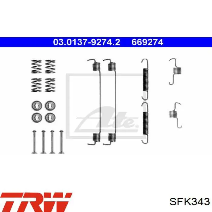 SFK343 TRW kit de montaje, zapatas de freno traseras