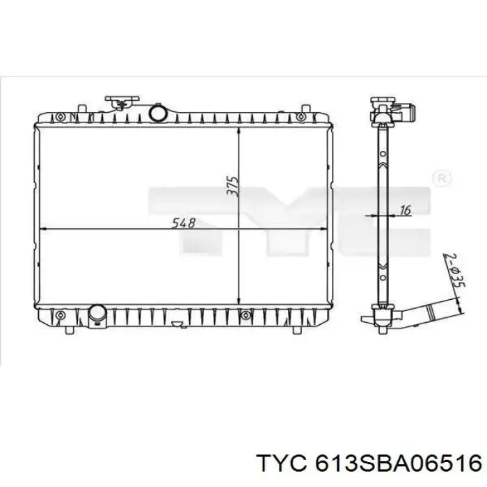 613SBA06516 TYC radiador refrigeración del motor