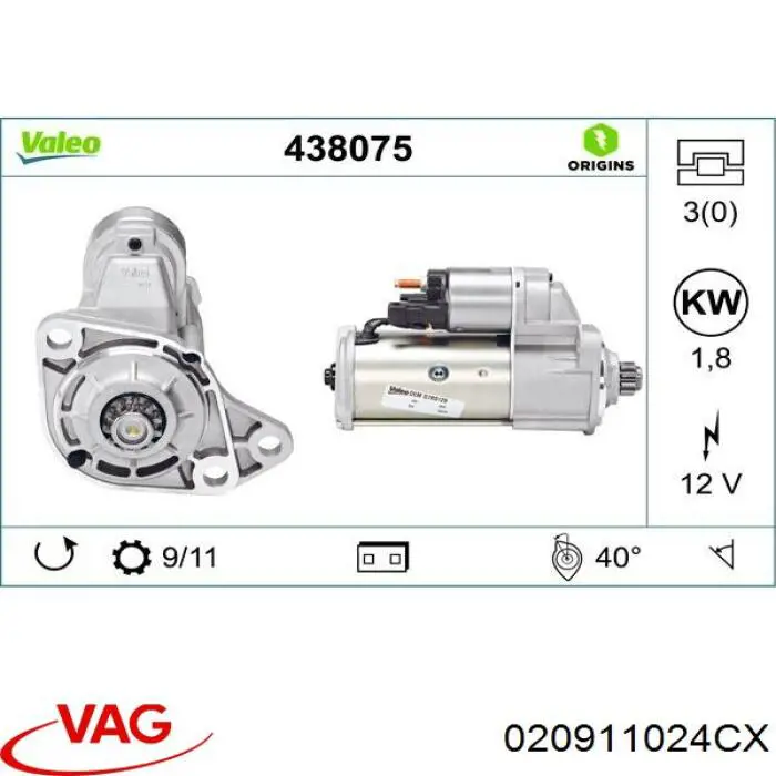 020911024CX VAG motor de arranque